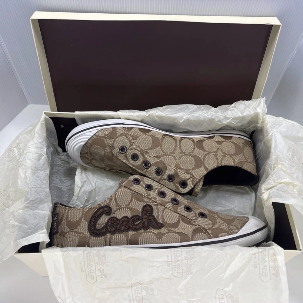 Coach Keeley Khaki Signature C Sneakers Slip On Shoes, Size 9.5 - Picture 9 of 12